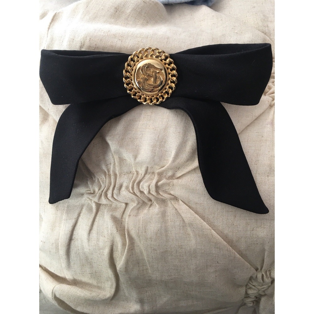 Amazing Rare Vintage ST JOHN large ribbon bow with gold SJ logo belt brooch